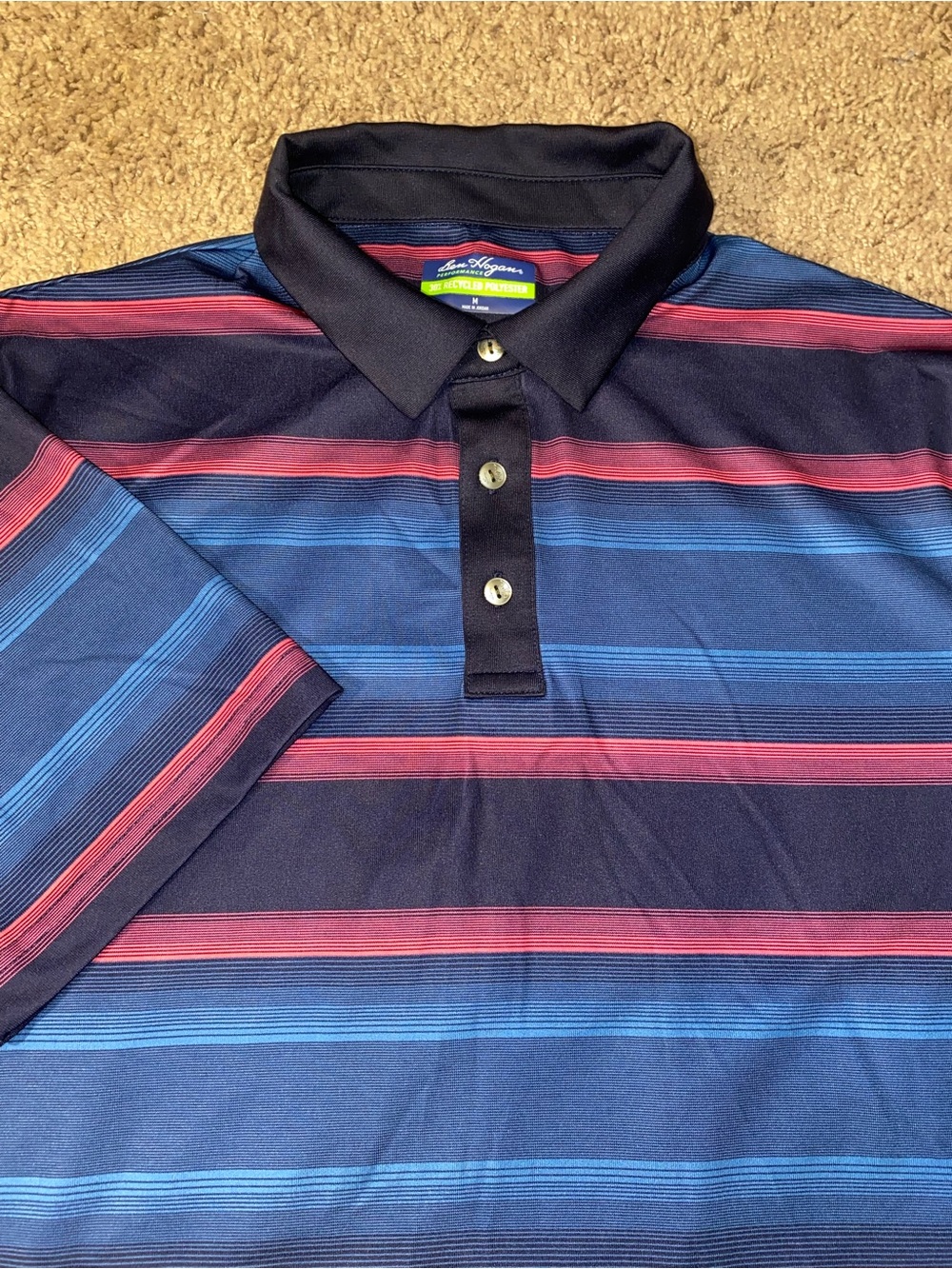 Ben Hogan Performance Golf Tennis Polo Size Medium Beach Blue Pink Summer Shirt